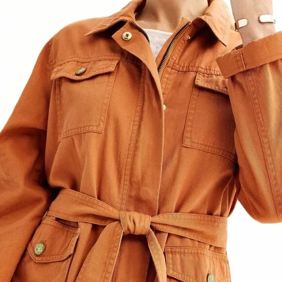 Draper James RSVP™ Cotton Twill Belted Field Utility Jacket in Cinnamon Size XXL