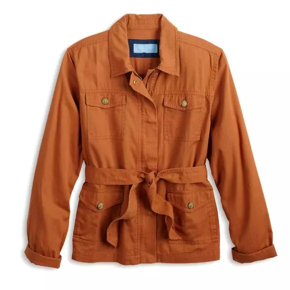 Draper James RSVP™ Cotton Twill Belted Field Utility Jacket in Cinnamon Size XXL