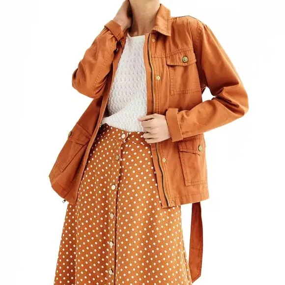 Draper James RSVP™ Cotton Twill Belted Field Utility Jacket in Cinnamon Size XXL