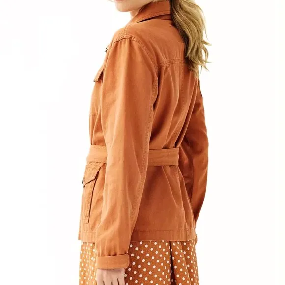 Draper James RSVP™ Cotton Twill Belted Field Utility Jacket in Cinnamon Size XXL