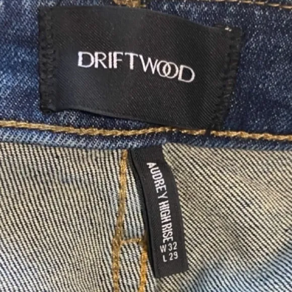 DRIFTWOOD Jeans Audrey High Rise Selvedge Embroidered Bird Flowers Blue Size 32