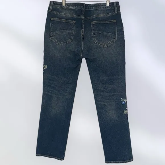 DRIFTWOOD Jeans Audrey High Rise Selvedge Embroidered Bird Flowers Blue Size 32