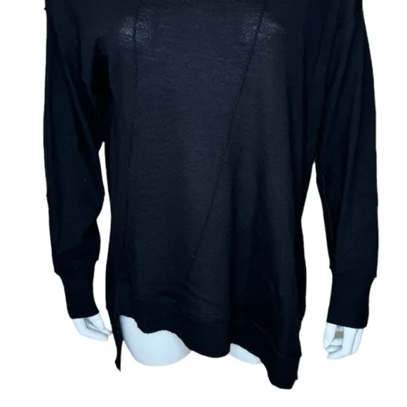 Eileen Fisher Fine Merino Wool Knit Sweater XL Asymmetric Hem Bateau
