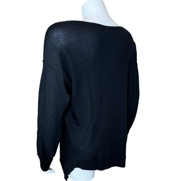 Eileen Fisher Fine Merino Wool Knit Sweater XL Asymmetric Hem Bateau