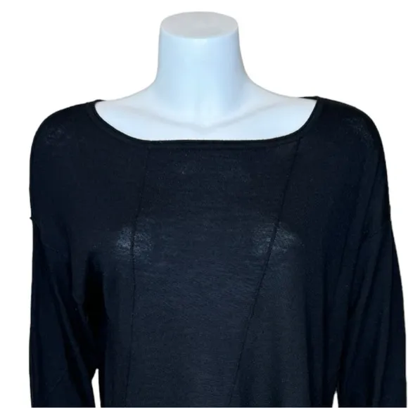 Eileen Fisher Fine Merino Wool Knit Sweater XL Asymmetric Hem Bateau