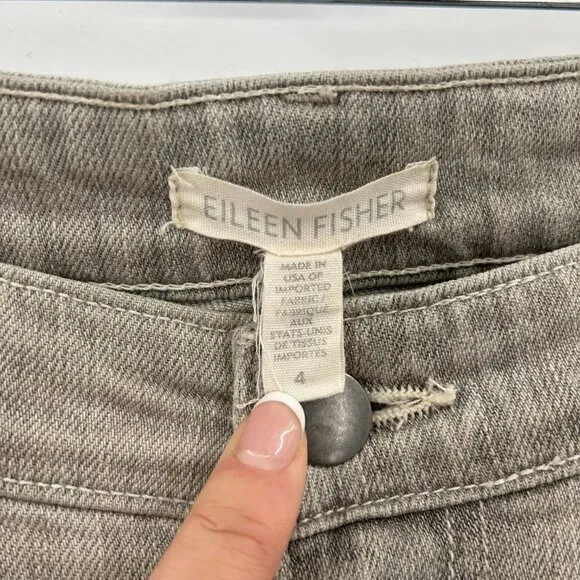EILEEN FISHER Gray Organic Cotton Straight Leg Denim Jeans Size 4