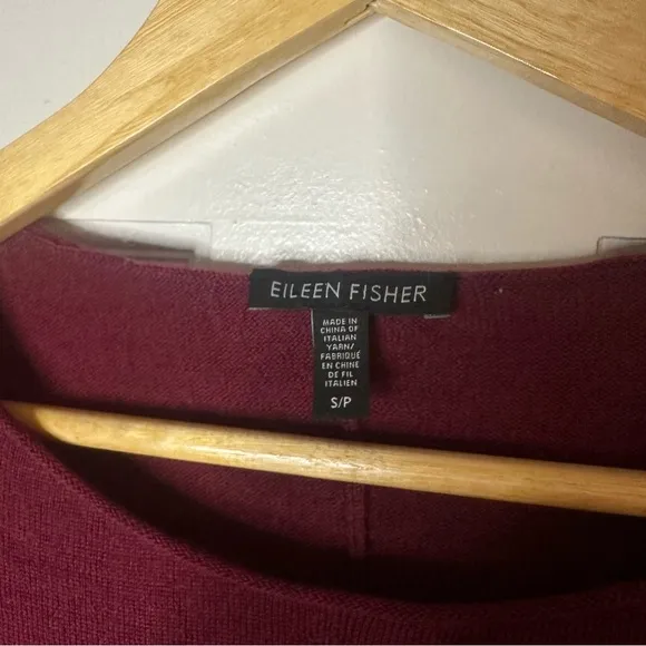 EILEEN FISHER Merino Wool Burgundy Knit Dress Valentines Long Sleeve Small