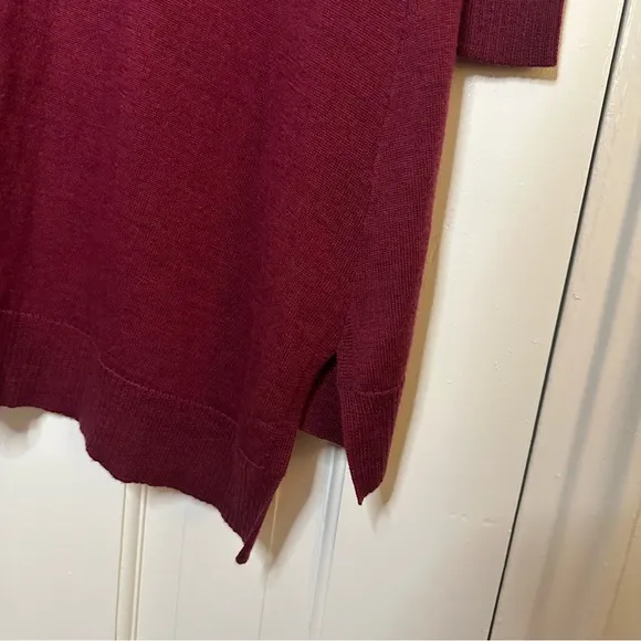 EILEEN FISHER Merino Wool Burgundy Knit Dress Valentines Long Sleeve Small