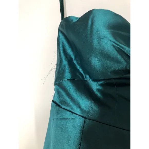 Elle Zeitoune Magnolia Dress Strapless High Slit Satin Gown Maxi Green Medium