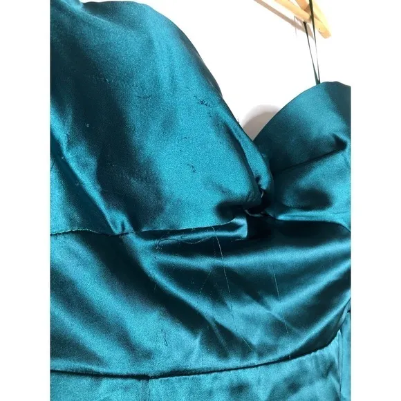 Elle Zeitoune Magnolia Dress Strapless High Slit Satin Gown Maxi Green Medium