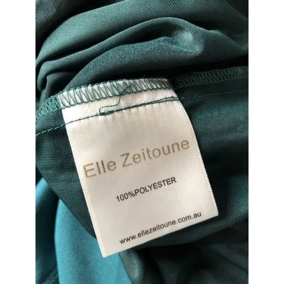 Elle Zeitoune Magnolia Dress Strapless High Slit Satin Gown Maxi Green Medium