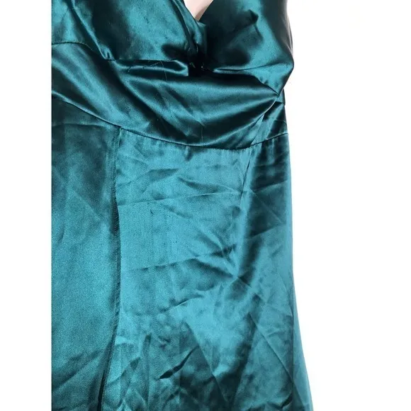 Elle Zeitoune Magnolia Dress Strapless High Slit Satin Gown Maxi Green Medium