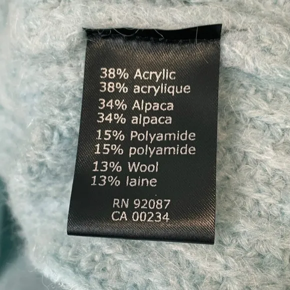 EUC VTG Saks Alpaca Wool Blend Ribbed Crewneck Sweater Aqua XL
