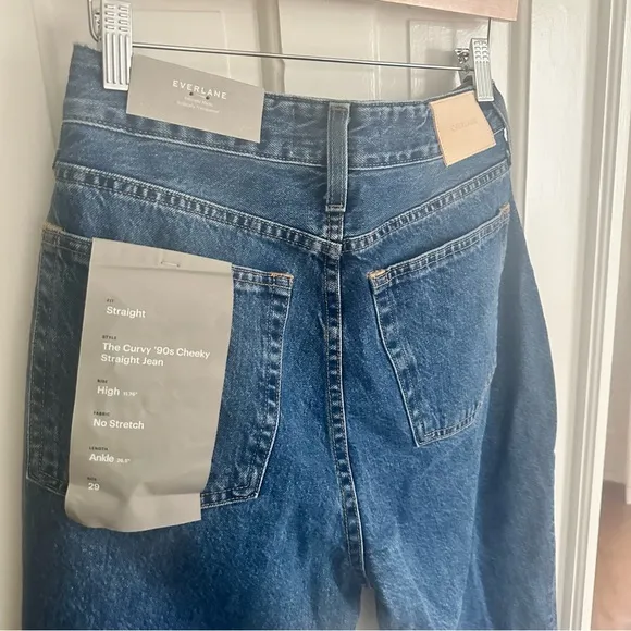 Everlane NEW Curvy 90s Cheeky Straight Jean High Rise 100% Cotton Ankle Jeans 29