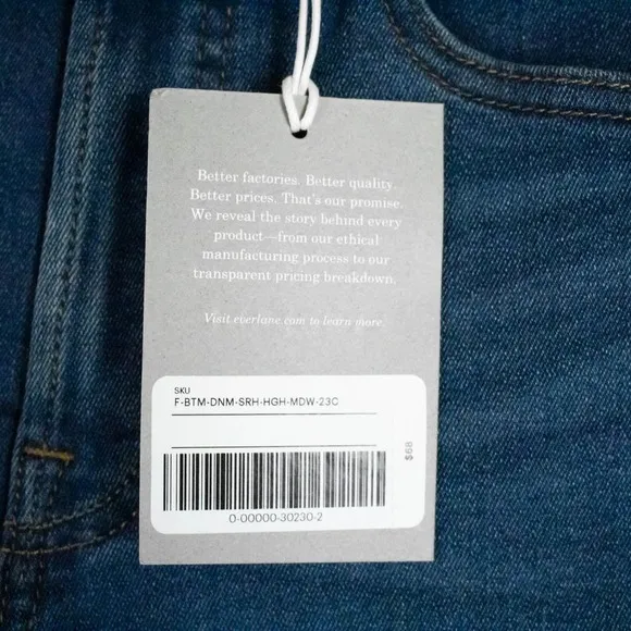 Everlane Womens Blue Dark Wash High Waisted Skinny Jeans Size 23 Cotton Denim
