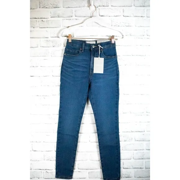 Everlane Womens Blue Dark Wash High Waisted Skinny Jeans Size 23 Cotton Denim