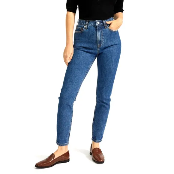 Everlane Womens Blue Dark Wash High Waisted Skinny Jeans Size 23 Cotton Denim