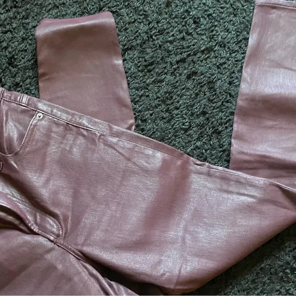 Express High Waisted Coated Maroon Ankle Skinny Jeans Leggings