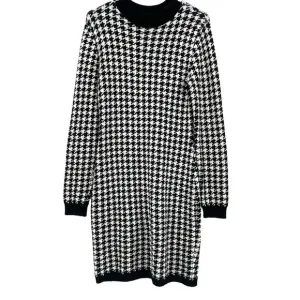 Express Women’s Long Sleeve Sweater Dress, Houndstooth, Sz. M