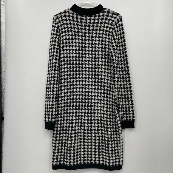 Express Women’s Long Sleeve Sweater Dress, Houndstooth, Sz. M