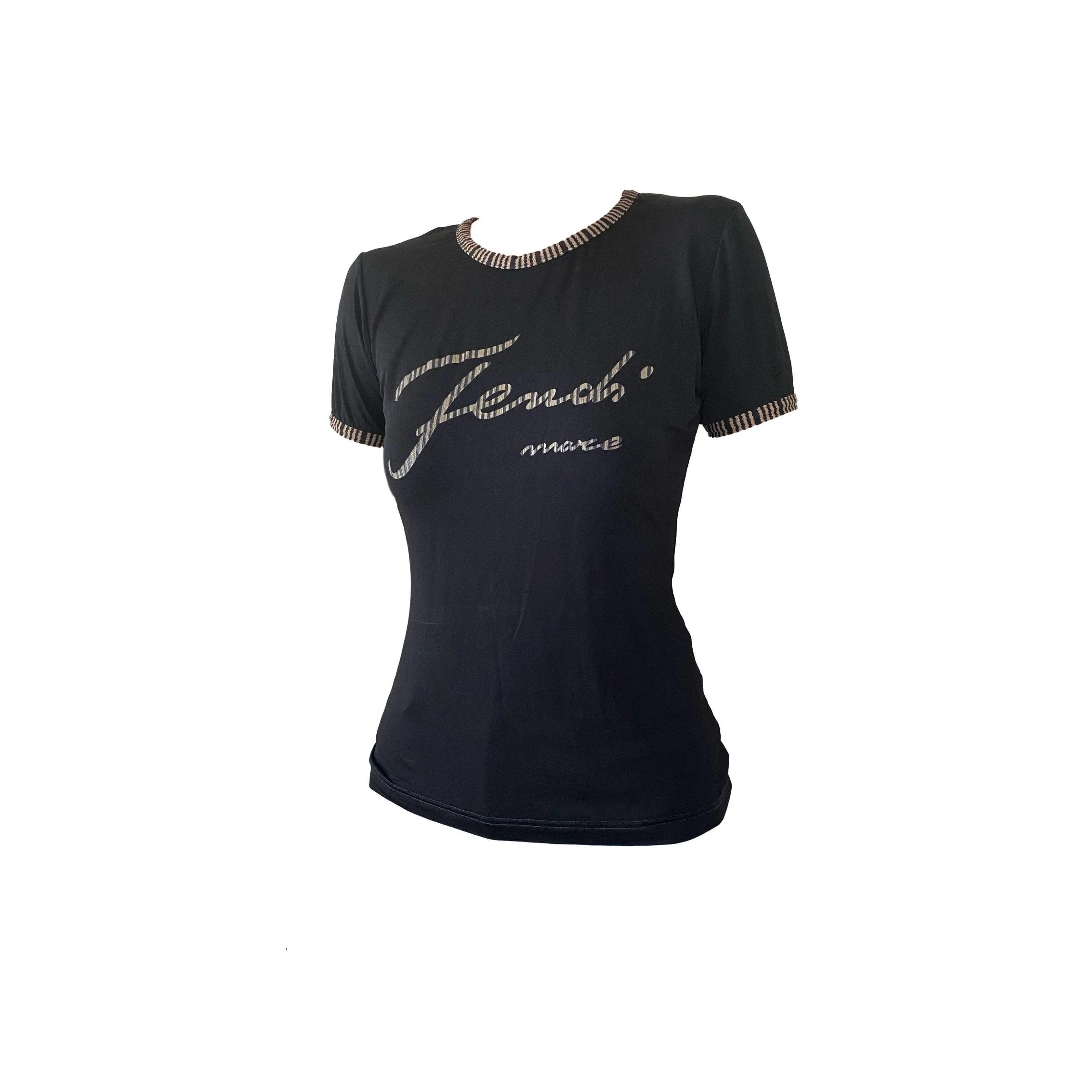 Fendi Black Logo Ringer Top
