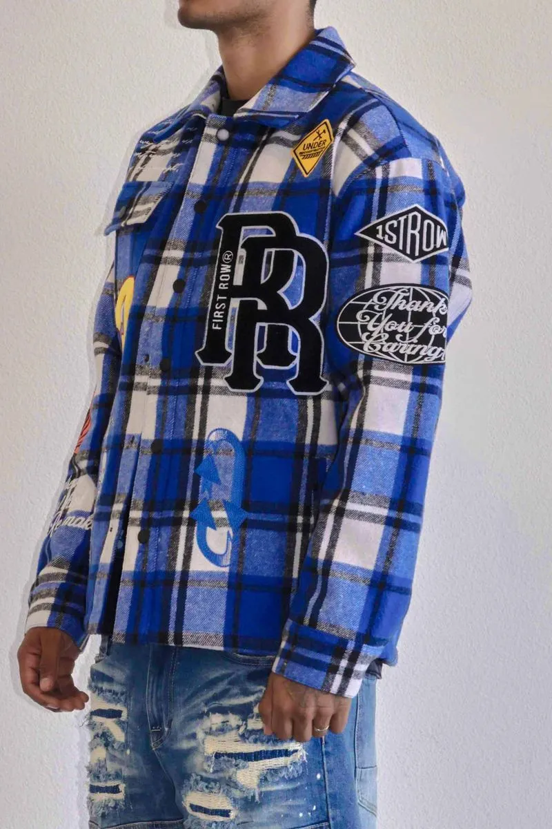 FIRST ROW DENIM RE/THINK MULTI PATCHES SHACKET (BLUE)