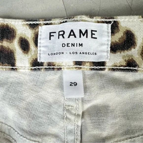 FRAME Ali Leopard Animal Print High Rise Cigarette SkinnyStretch Jeans Sz 29