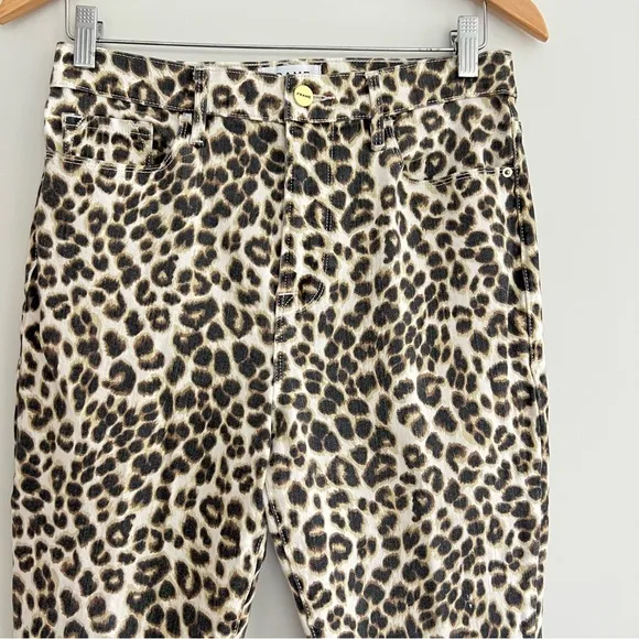 FRAME Ali Leopard Animal Print High Rise Cigarette SkinnyStretch Jeans Sz 29