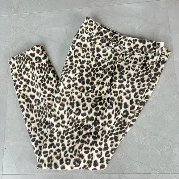 FRAME Ali Leopard Animal Print High Rise Cigarette SkinnyStretch Jeans Sz 29