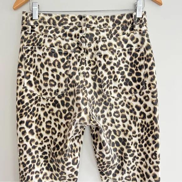 FRAME Ali Leopard Animal Print High Rise Cigarette SkinnyStretch Jeans Sz 29
