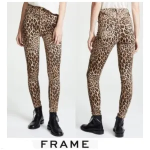 FRAME Ali Leopard Animal Print High Rise Cigarette SkinnyStretch Jeans Sz 29