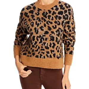 Frame Denim Cheetah Print Crewneck Sweater Size XS