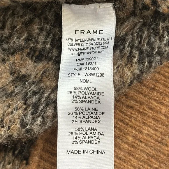 Frame Denim Cheetah Print Crewneck Sweater Size XS