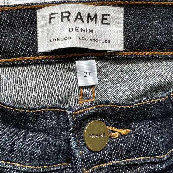 FRAME Denim Le High Straight Reverse Step Hem Jeans Raw Edge Ankle Crop