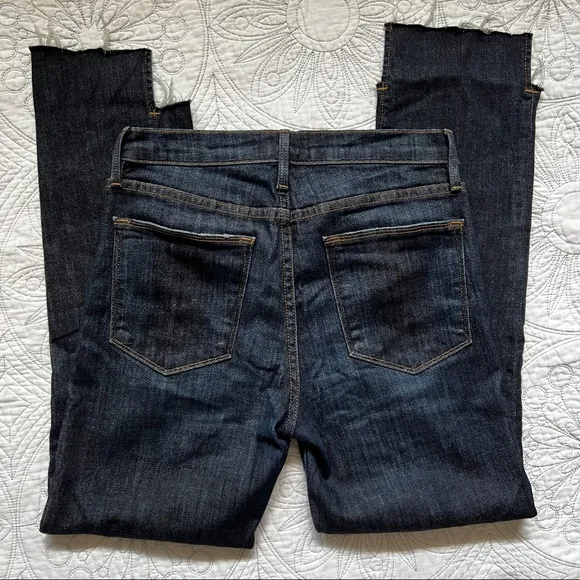 FRAME Denim Le High Straight Reverse Step Hem Jeans Raw Edge Ankle Crop