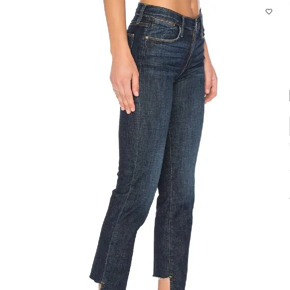 FRAME Denim Le High Straight Reverse Step Hem Jeans Raw Edge Ankle Crop