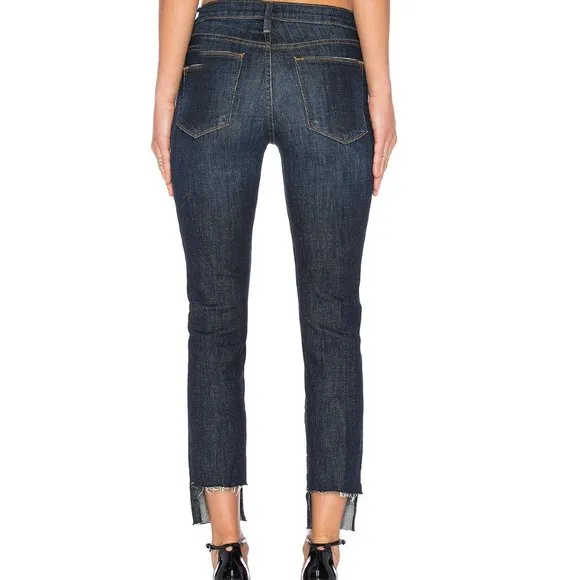 FRAME Denim Le High Straight Reverse Step Hem Jeans Raw Edge Ankle Crop