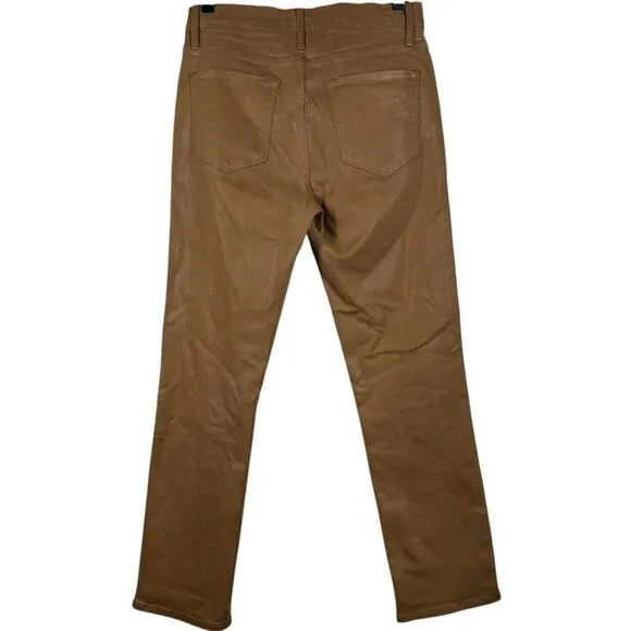 Frame Le High Straight Coated Jeans In Latte Tan High Rise Size 28