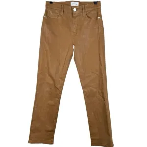 Frame Le High Straight Coated Jeans In Latte Tan High Rise Size 28