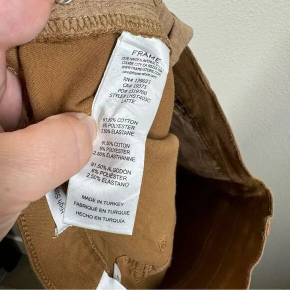 Frame Le High Straight Coated Jeans In Latte Tan High Rise Size 28