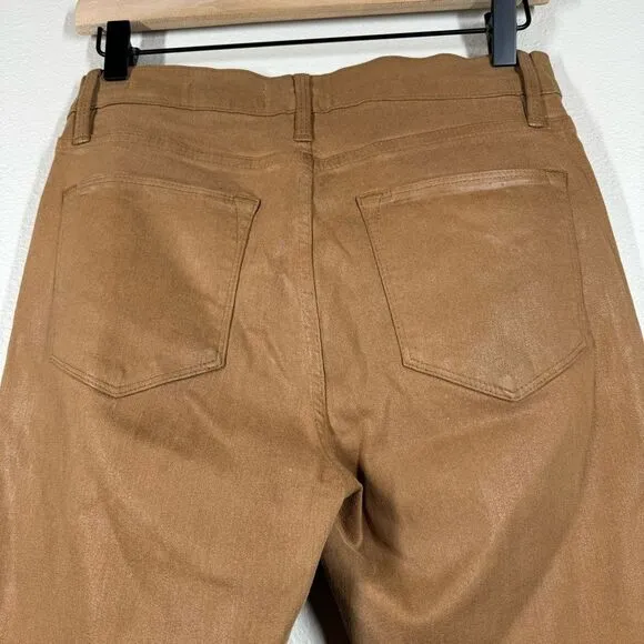 Frame Le High Straight Coated Jeans In Latte Tan High Rise Size 28