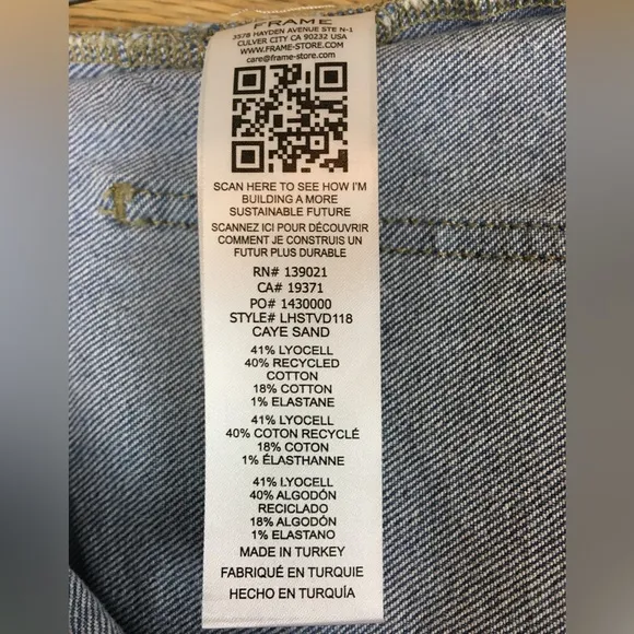 FRAME Le High Straight Leg Light Blue Jean In Caye Sand Size 26