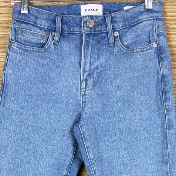 FRAME Le High Straight Leg Light Blue Jean In Caye Sand Size 26