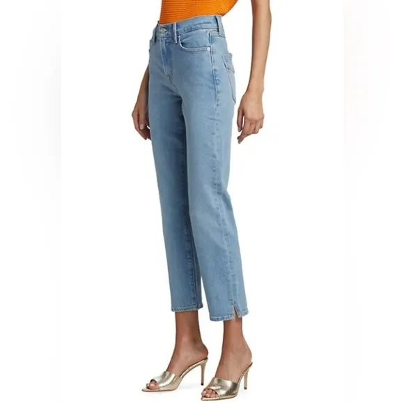 FRAME Le High Straight Leg Light Blue Jean In Caye Sand Size 26