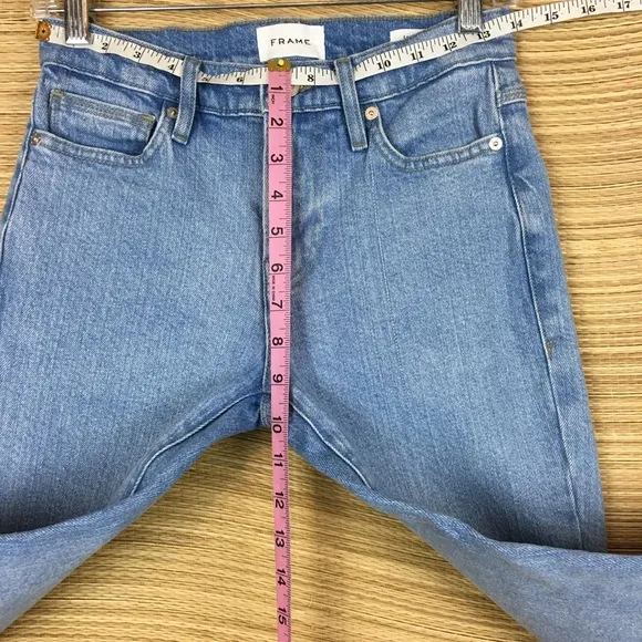 FRAME Le High Straight Leg Light Blue Jean In Caye Sand Size 26