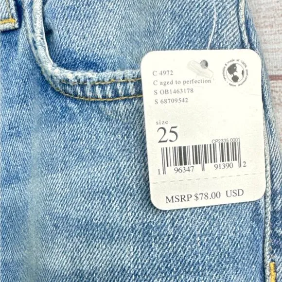 Free People Aged To Perfection Maggie Mid Rise Straight Leg Jeans Women’s Sz 25