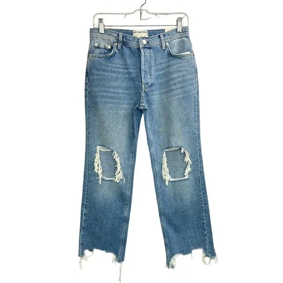 Free People Aged To Perfection Maggie Mid Rise Straight Leg Jeans Women’s Sz 25