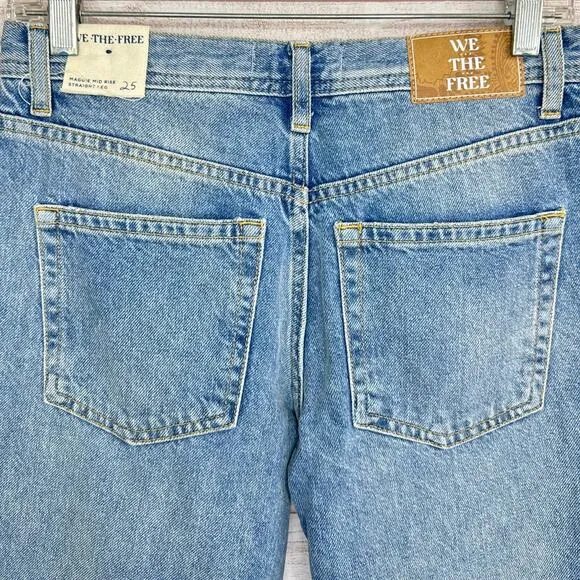 Free People Aged To Perfection Maggie Mid Rise Straight Leg Jeans Women’s Sz 25