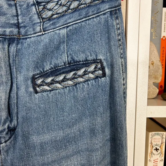 Free People braided pocked and waistband flare Jeans