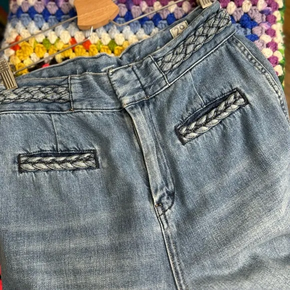 Free People braided pocked and waistband flare Jeans